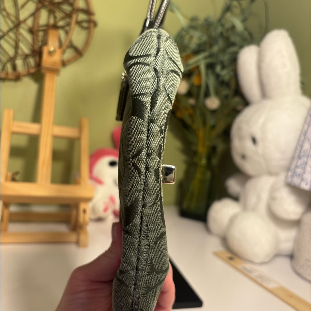 Coach Dark Green Clutch with Silver Accents - Picture 3 of 4